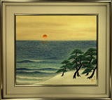 日本画【送料・手数料無料】商品番号：CD５０２５　「日之出」　楳径　高級額縁入り　詳細