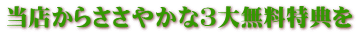 当店からささやかな３大無料特典を