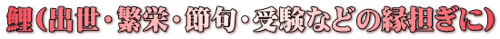 鯉(出世・繁栄・節句・受験などの縁担ぎに) 